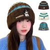 Puppy Embroidery Beanie Cap Winter Warm Crochet Bonnet Hat Cute Winter Knitted Hat Outdoors