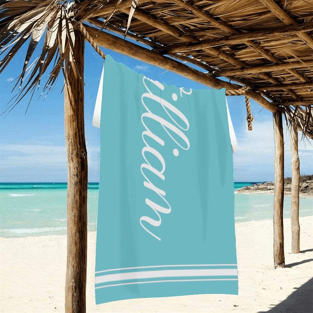 Personalized Striped Beach Towel Custom Name/Logo Oversized Microfiber Towel Summer Party Gift for Beach Swimming Bath Sports
