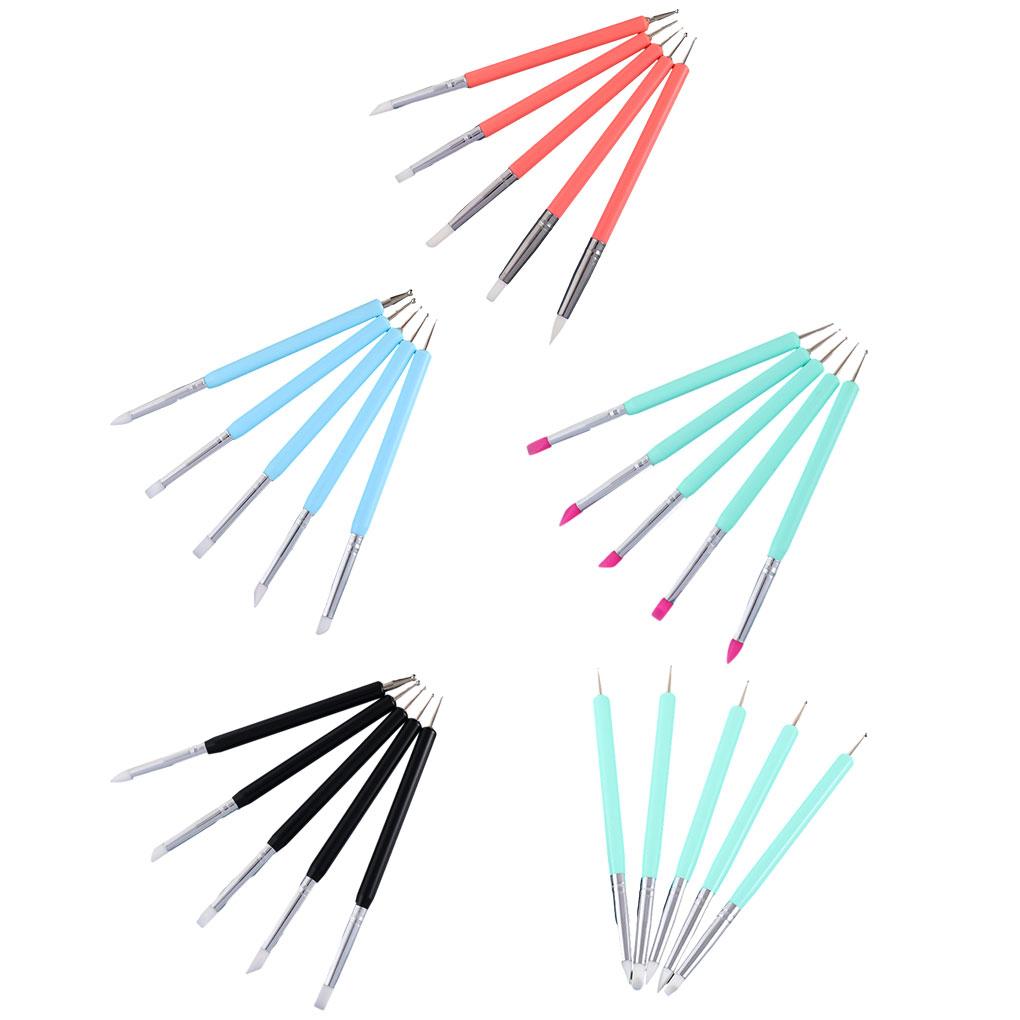 5pack/lot Wide Application Double Ended Nail Liner Brush Dotting Pen For Various Nail Art Designs