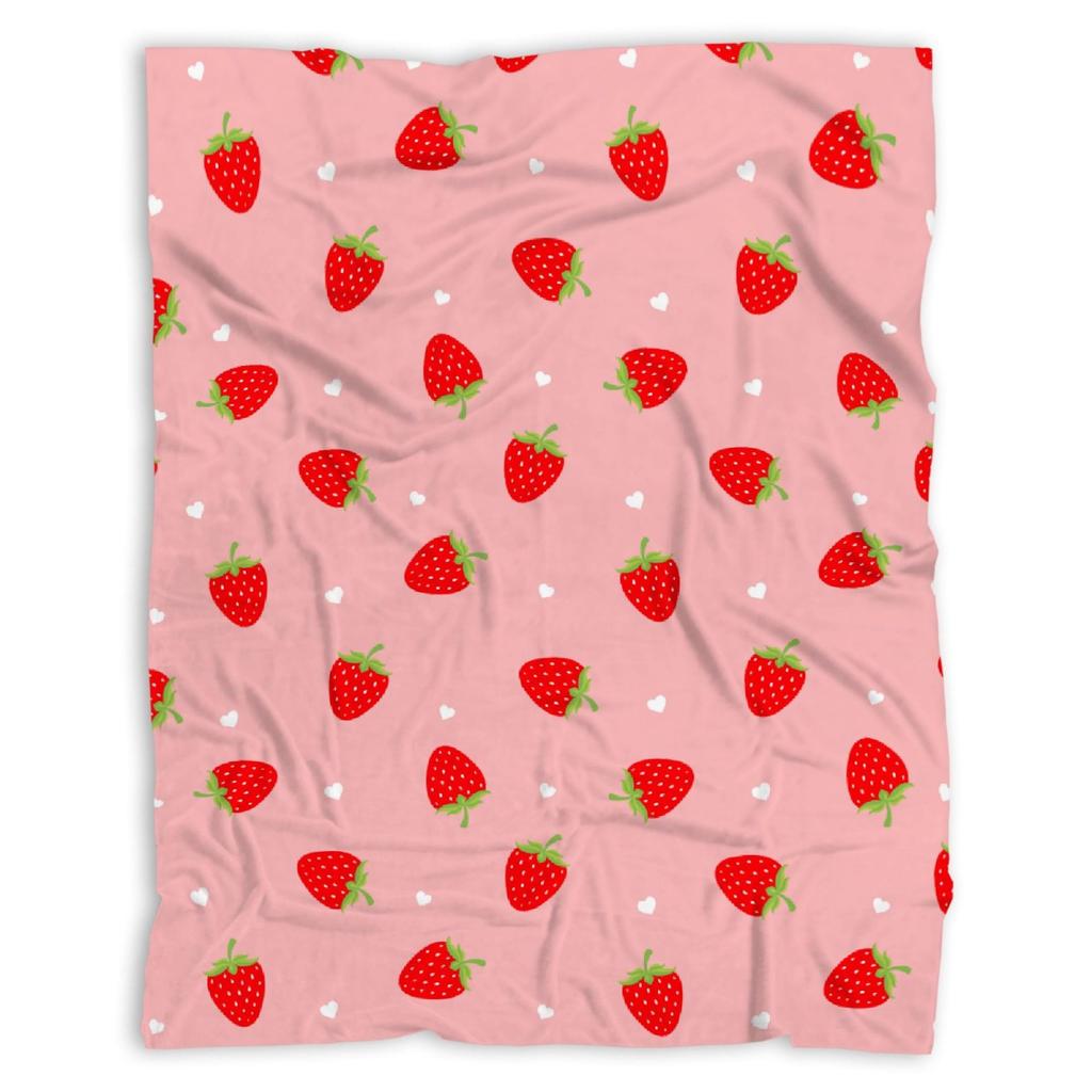 Strawberry Pattern Collection digital-printed polyester Bedroom velvet flannel cover blanket Fleece sofa cover blankets for beds