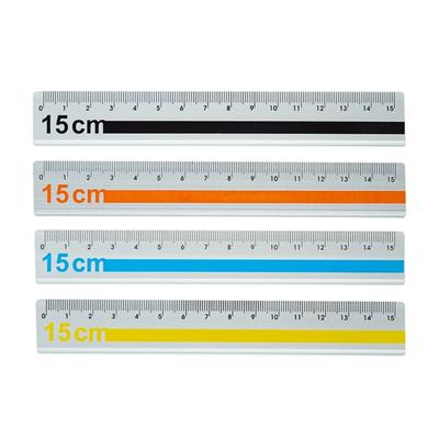 Pack Of 2 15cm Aluminum Straight Ruler With Anti Slip Grip And Precisions Etched Marking For Accurate Measuring In School