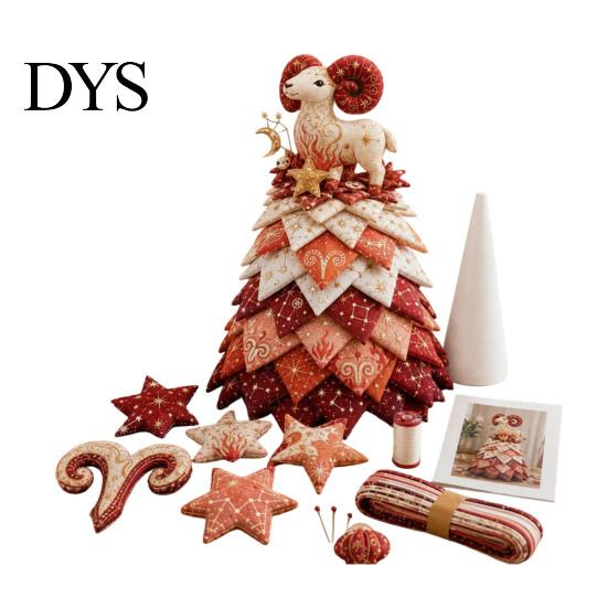 Handmade Gift for Special Occasions DIY Quilted Zodiac Tree Kit, Fabric Patchwork Sewing Constellation Ornament Kit Signs Craft Adults, Desktop