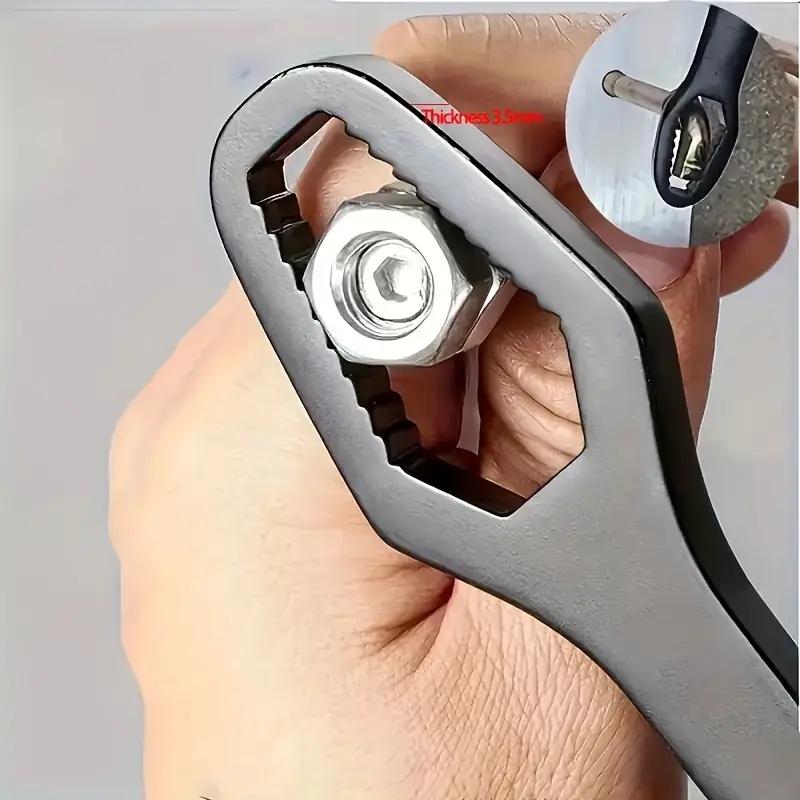 1pc Black 150mm Universal Double-ended Wrench, Self-tightening Adjustable Wrench, Hand Tools