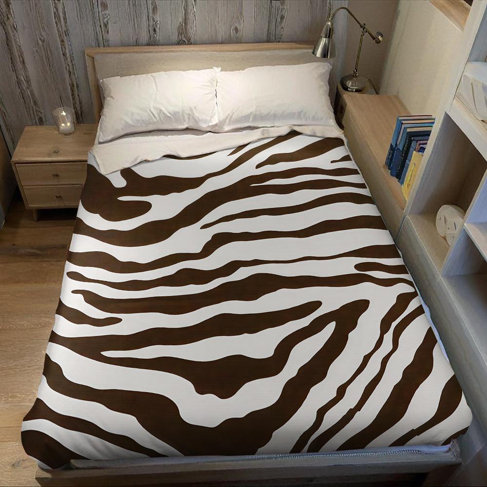 Bruin En Wit Zebrastrepen Flanellen Deken Warm Zacht Halloween Kerst Bank Warm Gezellig Decoratief Decor Cadeau Voor Elk Seizoen