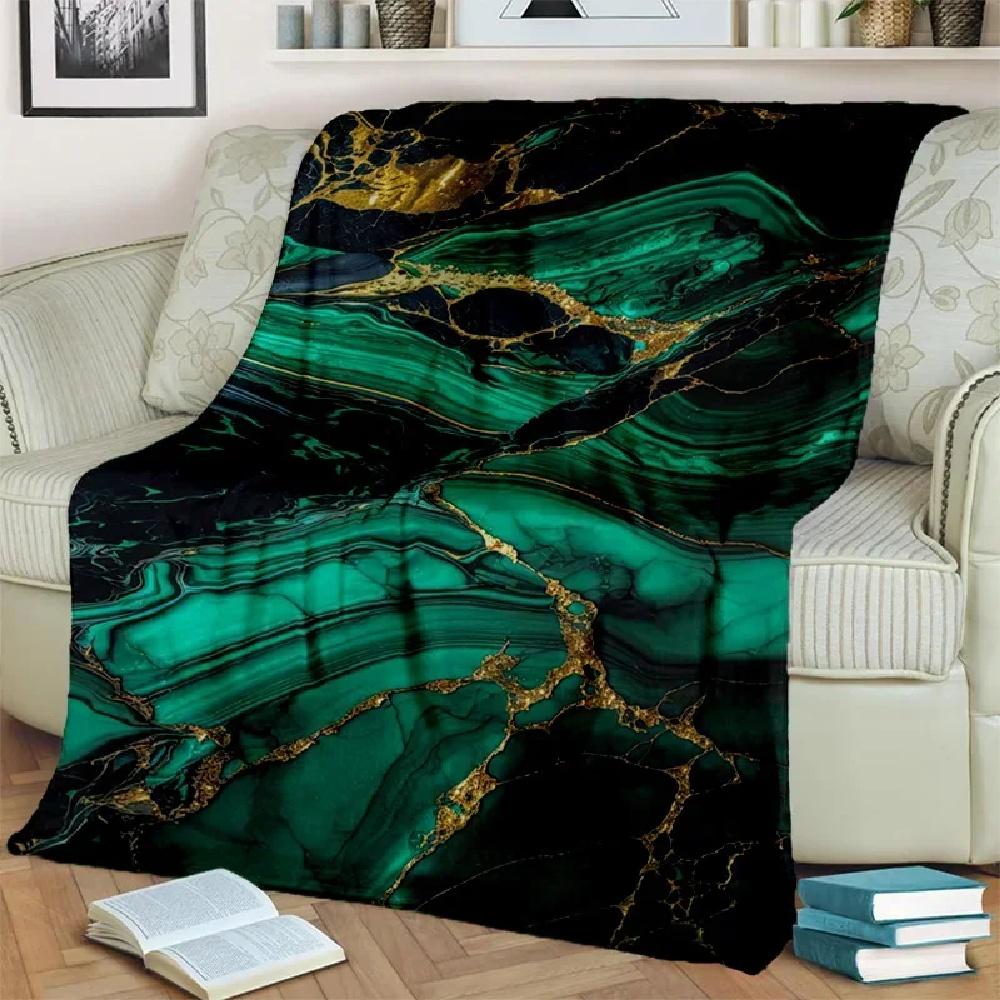 

3D Luxurious Colour Blue Green Gold Marble Pattern Blanket,Soft Throw Blanket for Home Bedroom Bed Sofa Travel Cover Blanket Kid#Color_21, 75X95CM серый