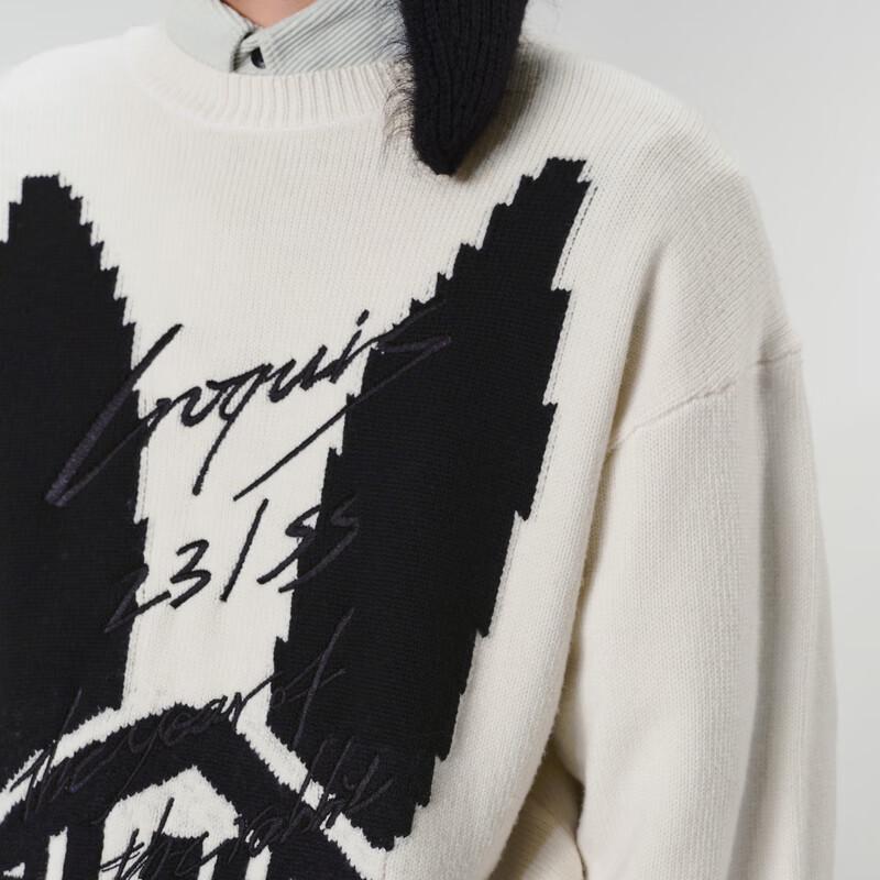 CROQUIS Men's 2023 Spring 9N1310400 Round Neck Letter Pullover Sweater