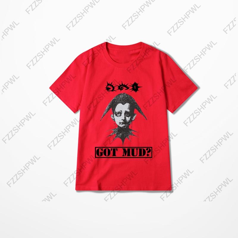 O-Neck Aesthetics Graphic Print Rock Gothic Y2K Cotton T-shirt Vintage Hip Hop Tee Oversized Punk Short Sleeve T-shirt Fashion