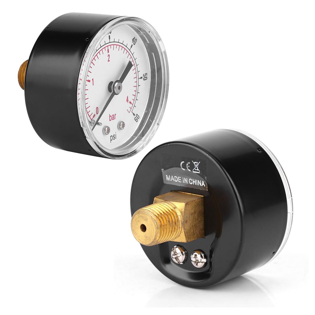 Pressure Gauge 50mm Dial 14 BSPT Back Connection for Air Water Oil Gas (060PSI 04Bar)