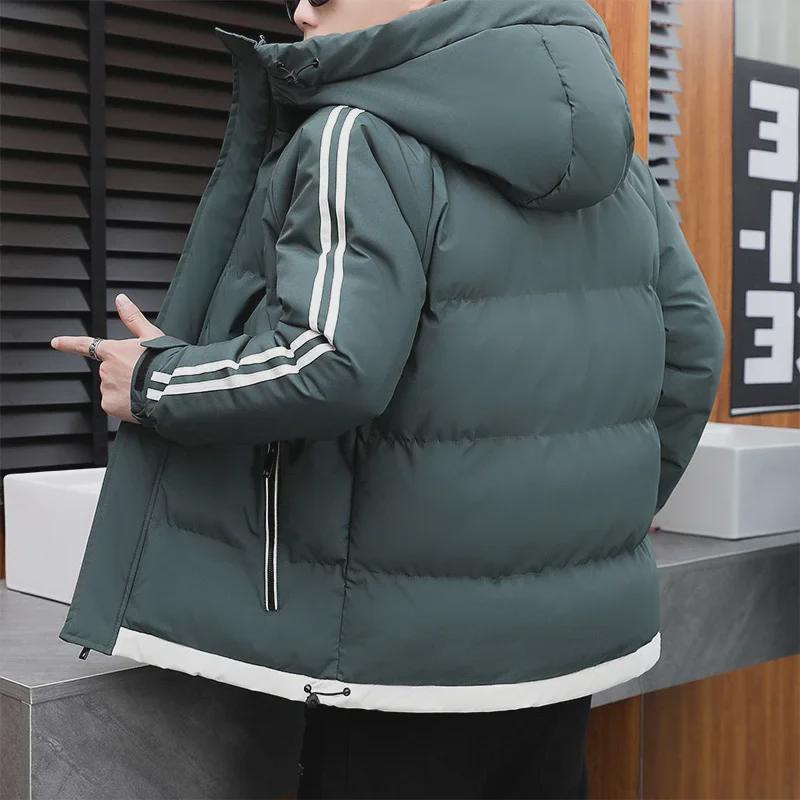 Men's Winter Hooded Cotton-Padded Jacket - Thick, Warm, and Casual Velvet Design.