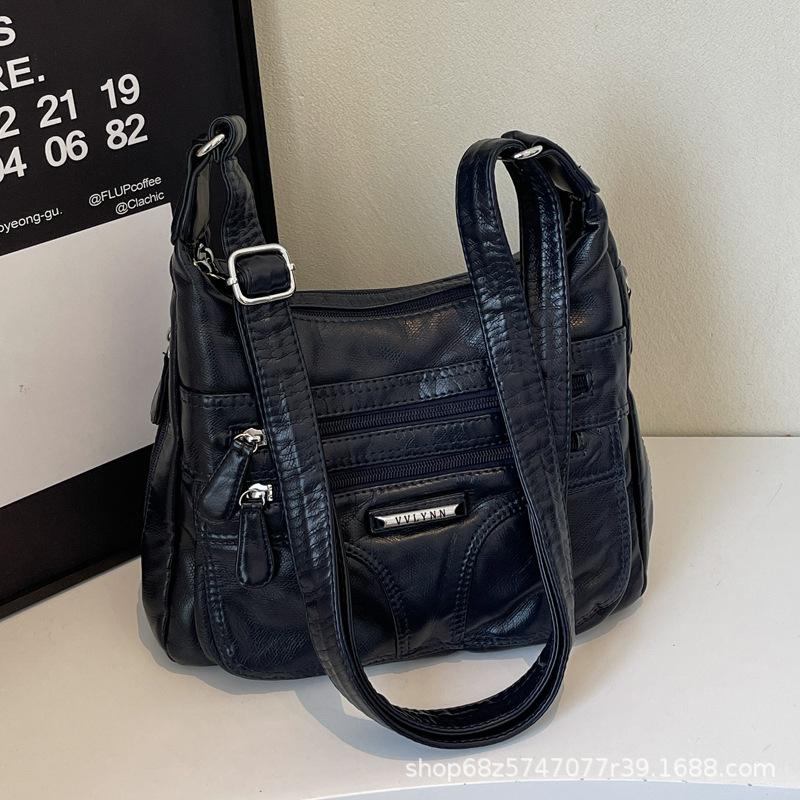 2025 New Fashion Retro Large Capacity Crossbody Bag Women's Trend Versatile PU Soft Leather Casual Lightweight Shoulder Bag