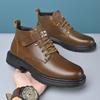 Herren High-Top Stiefel, Winter Herren Lederschuhe, Fleece und verdickte warme Baumwollschuhe, weichsohlige bequeme Freizeitschuhe