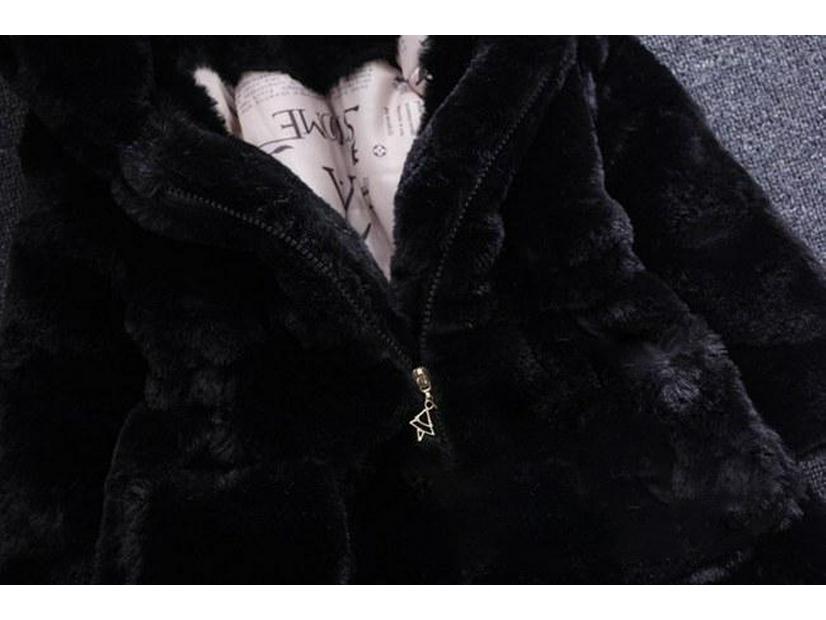 Chaqueta Suéter de Invierno con Orejas de Conejo Peludas para Niñas - Abrigo Grueso de Algodón para Niños Pequeños y Medianos