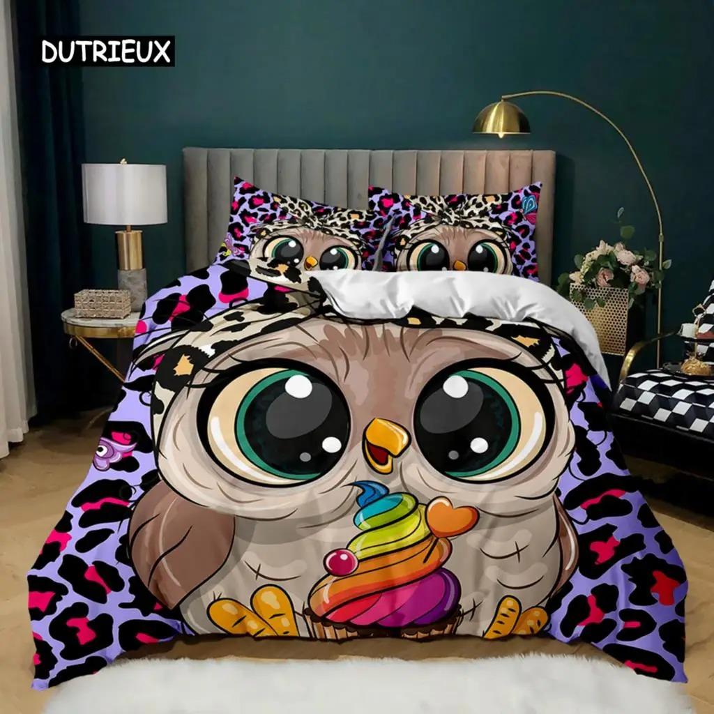 Comforter Owl Cute Owl And Stars Decor Comforter Outer Space Kids Cute Animal Polyester Qulit