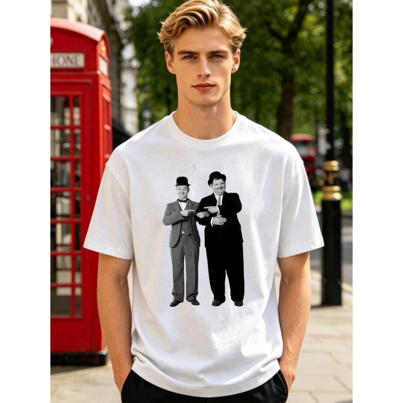 1pc 2026 NEW New Style Fun Laurel And Hardy Vintage Comedy Duo T-Shirt Signature Laurel And Hardy Signatures for Classic Movie Icons Short Sve Shirt