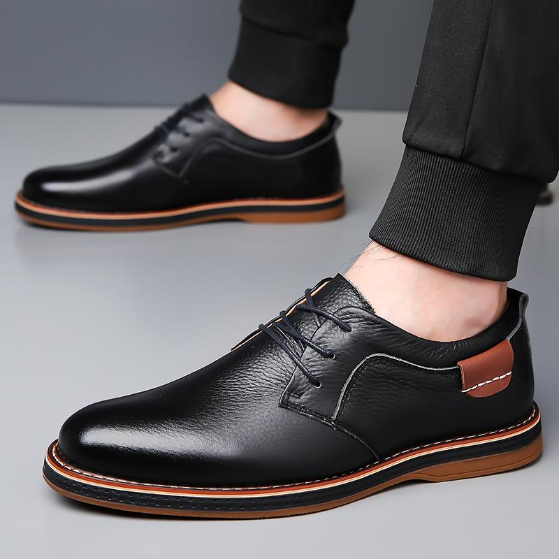 Men's Business Casual Leather Shoes Male Genuine Leather Soft Sole Comfortable Walking Shoes Men's Shoes Large Size