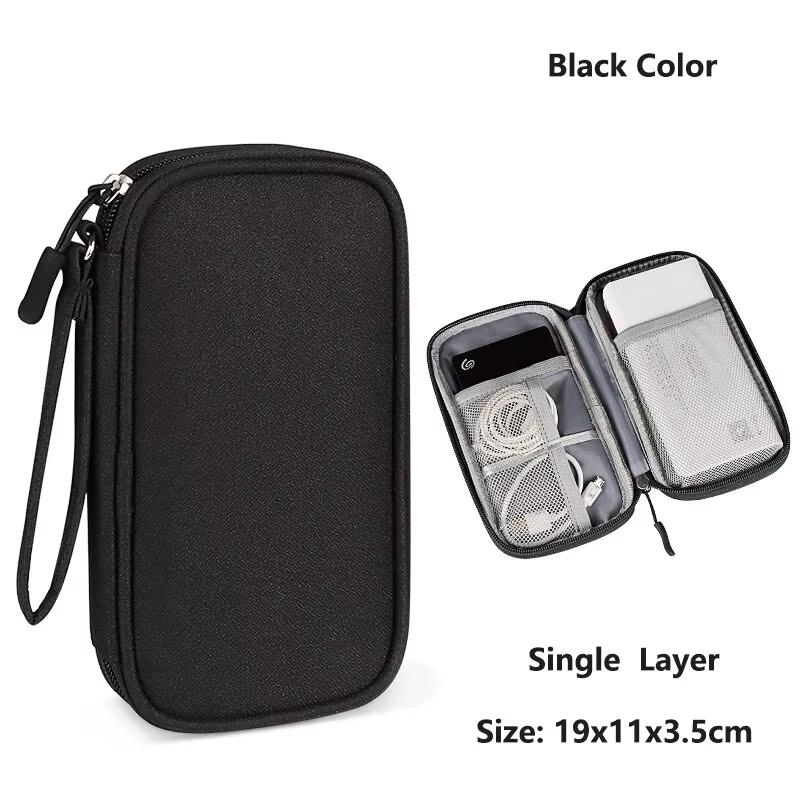 Travel Portable Digital Product Storage Bag Waterproof Double Layer Case for USB Data Cable Organizer Portable Tech Gadget Pouch