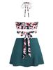 2025 European & American Sexy Backless Split Swimsuit Bikini with Solid Color Skirt Style for Women