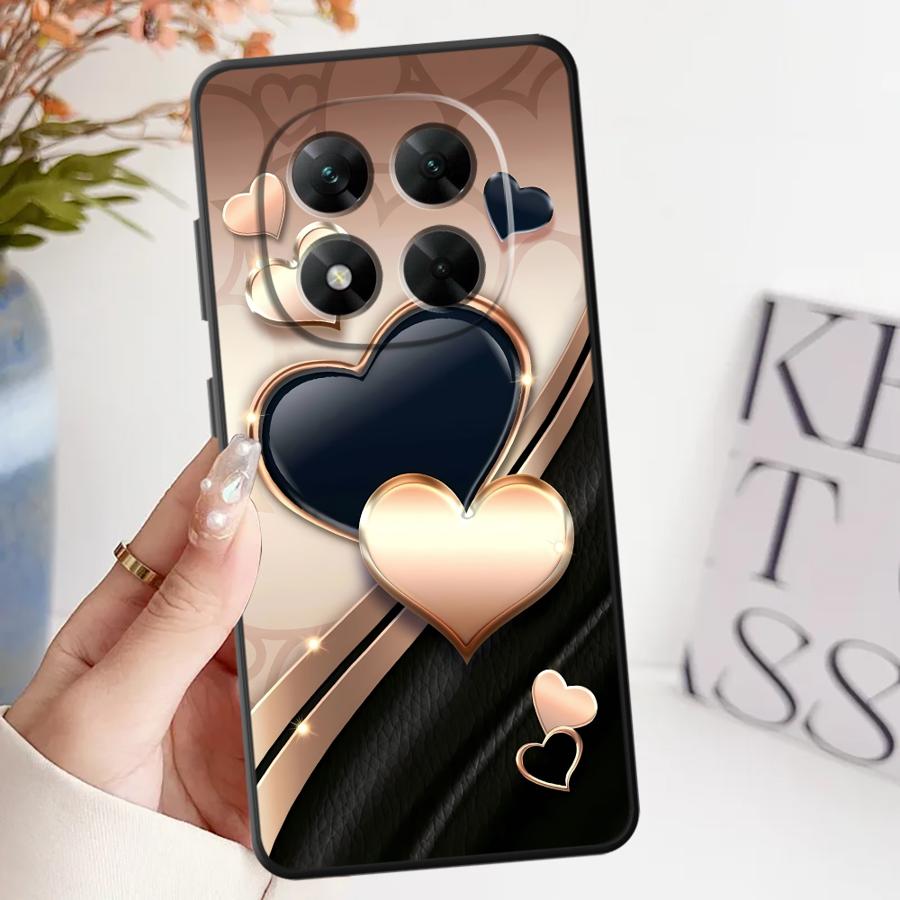 Herzförmiges Design Hülle für Xiaomi Redmi Note 7 8 9S 10S 11s 9 10 11 12 Pro 12s 13 14 Pro Plus Schwarze Weiche Handyhülle