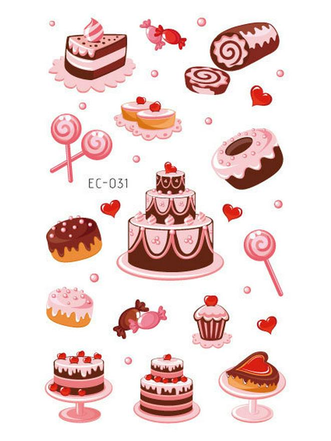 Wasserdichte Niedliche Eis & Donut Tattoo Aufkleber für Kindergeburtstage