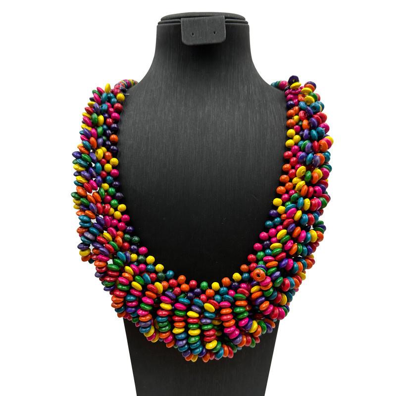 Colored Creative Wooden Bead Woven Necklace Neck Accessories For Gift Holiday