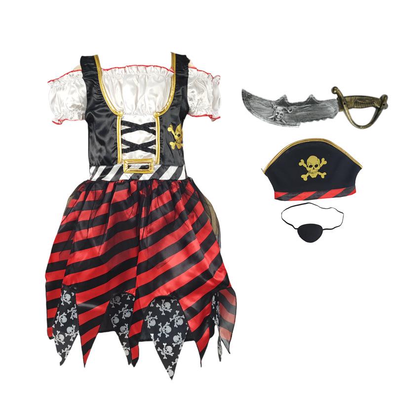 Captain Jack Sparrow Piratenkostüm für Kinder - 3-teiliges Halloween Cosplay Outfit