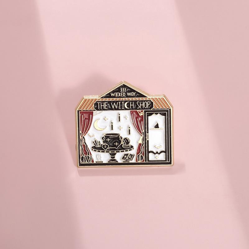 Bat Cartoon Unique Crystal Moon Wand Brooch Fun Metal Badge For All Occasions