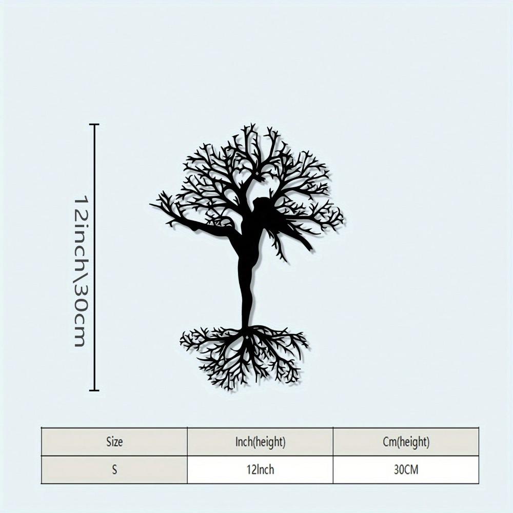 Vintage Tree and Woman Metal Wall Art Rust Proof Iron Silhouette Christmas Yard Decoration Unique Gift for Art Lovers