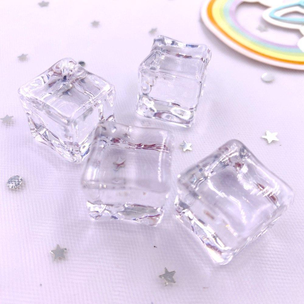5PCS Resin Clear 3D Large Ice Cubes Flatback Scrapbooks Foots Figurines DIY Home Party Decor Accessoires Miniatures Crafts