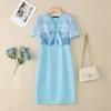 ZANZEA Women Print Patchwork V-Neck Summer Casual Short Sleeve Dress