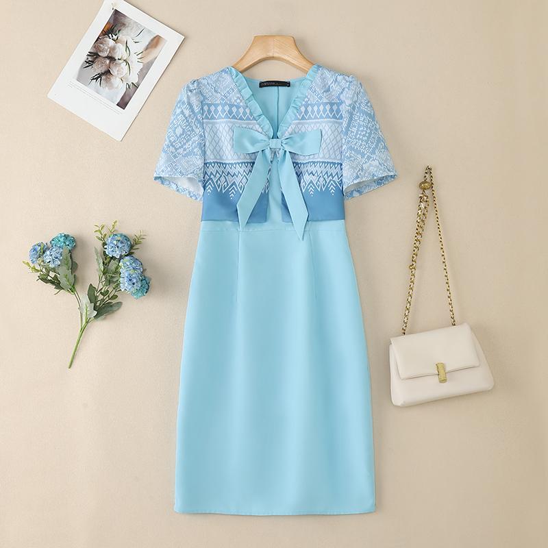 ZANZEA Women Print Patchwork V-Neck Summer Casual Short Sleeve Dress