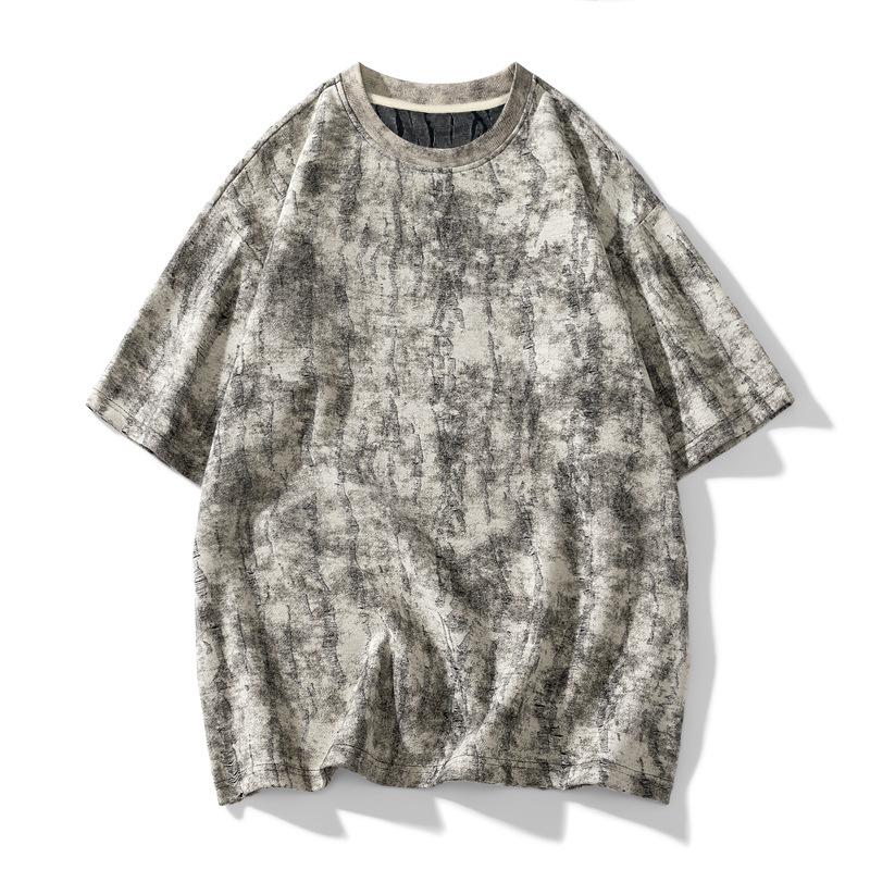 Tricou cu mânecă scurtă pentru bărbați, de vară, subțire, larg, cu gât rotund, cu mânecă pe jumătate