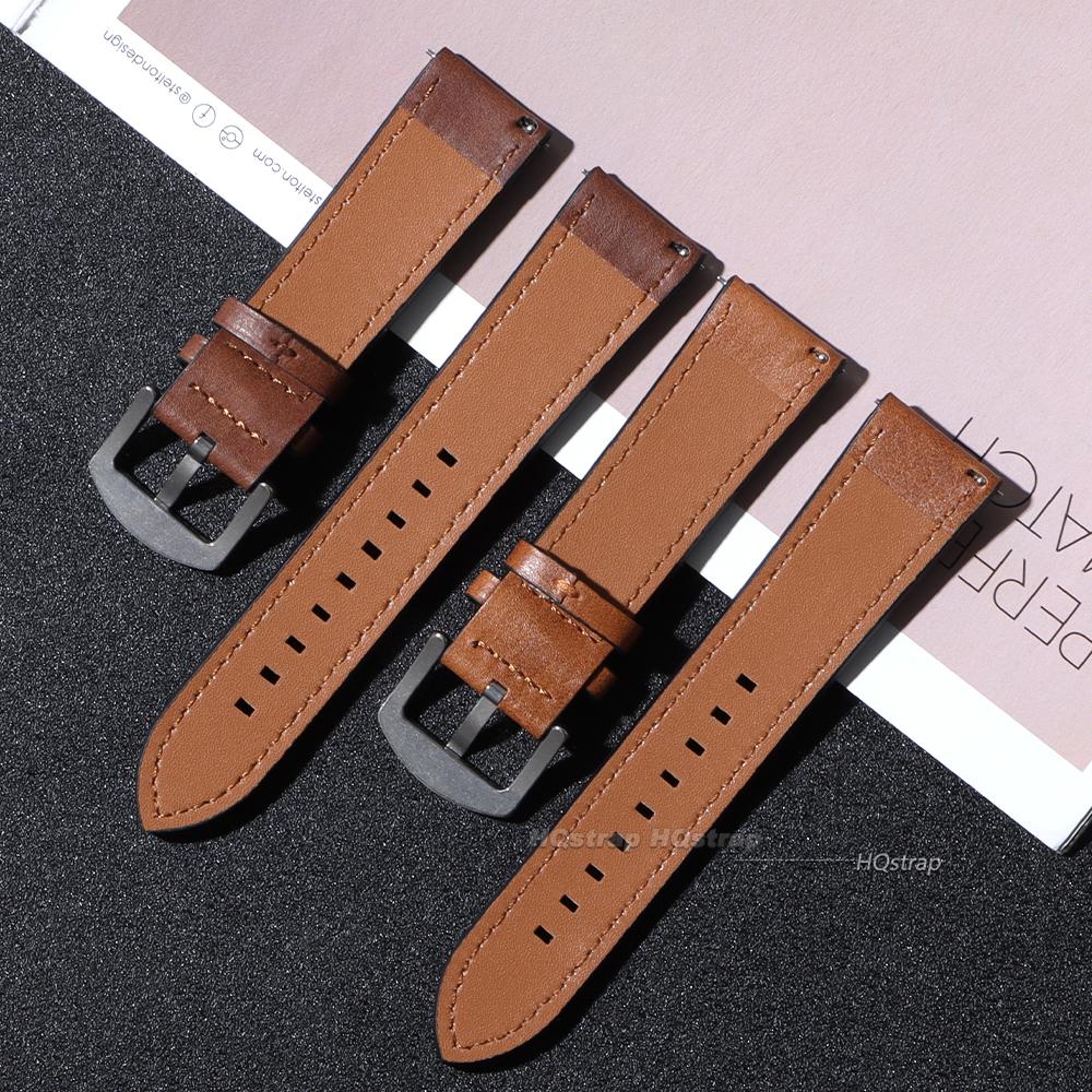 Calfskin Leather Watchband Soft Material Watch Band for Huawei Wrist Strap 18mm 20mm 22mm with Silver Stainless Steel Buckle