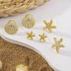 1 Set Elegant Cute CCB Starfish Shell Stud Earrings for Women Summer Vocation Style Fashion Earrings Party Jewelry Gifts