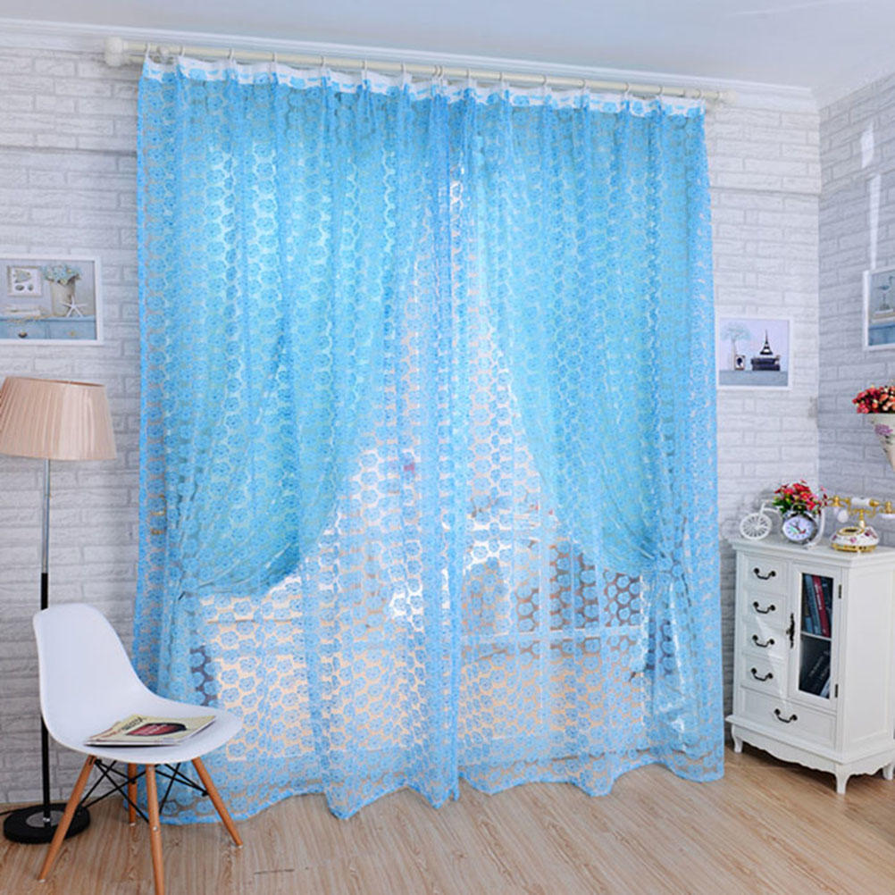 Rose Voile Blackout Curtains Living Room Window Curtains Tulle Sheer Curtains