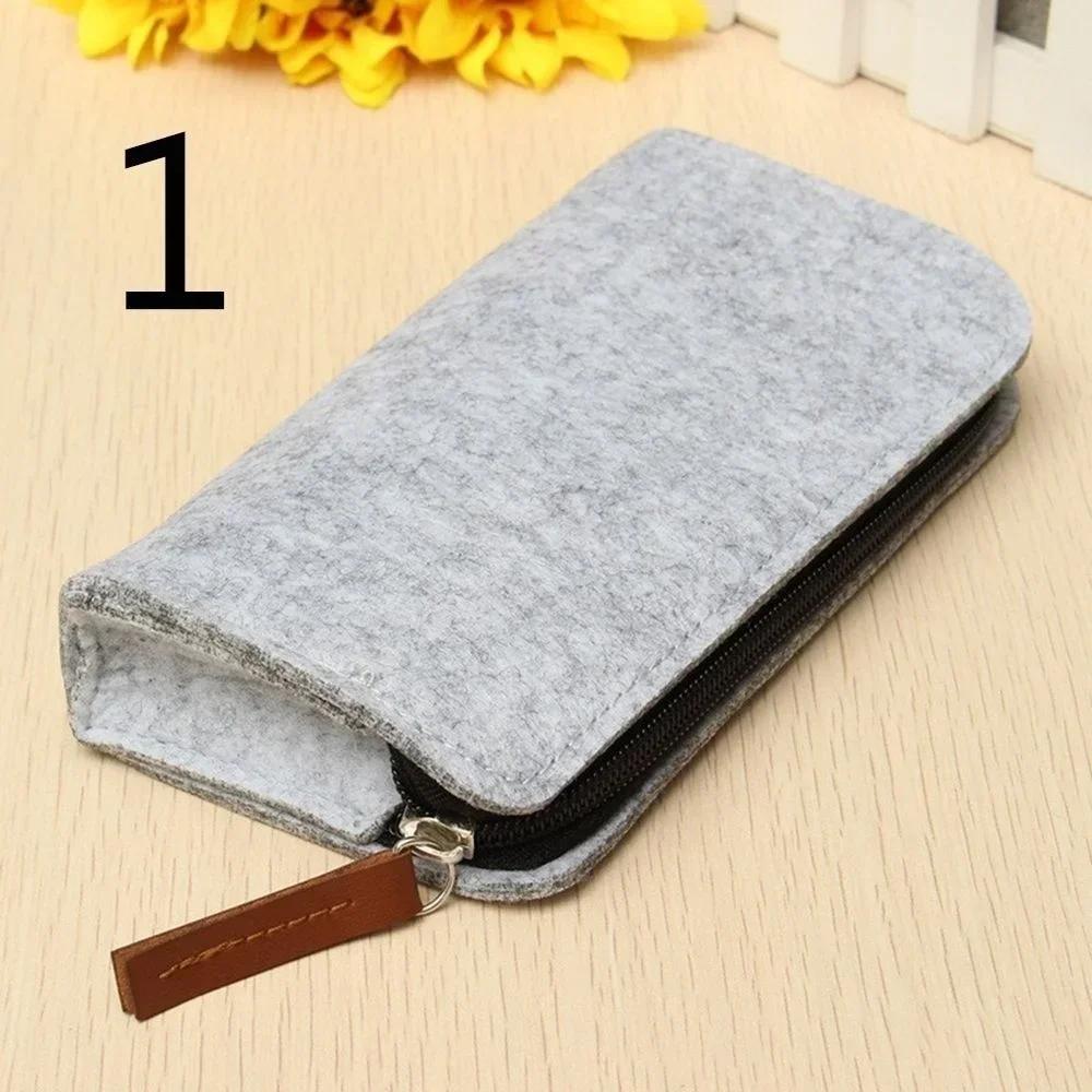 Retro Felt Pencil Pen Case Pouch Zipper Bag Portable Purse School Stationery Office Supplies Simple Style for Student Gift
