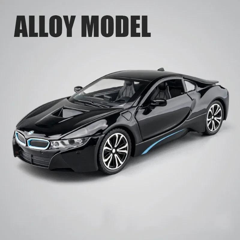 1/22 I8 Supercar Modell Legierung Druckguss Spielzeugfahrzeuge mit Sound Licht Pull Buck Hohe Simulationsmodellauto Junge Spielzeug Geschenke Sammlung