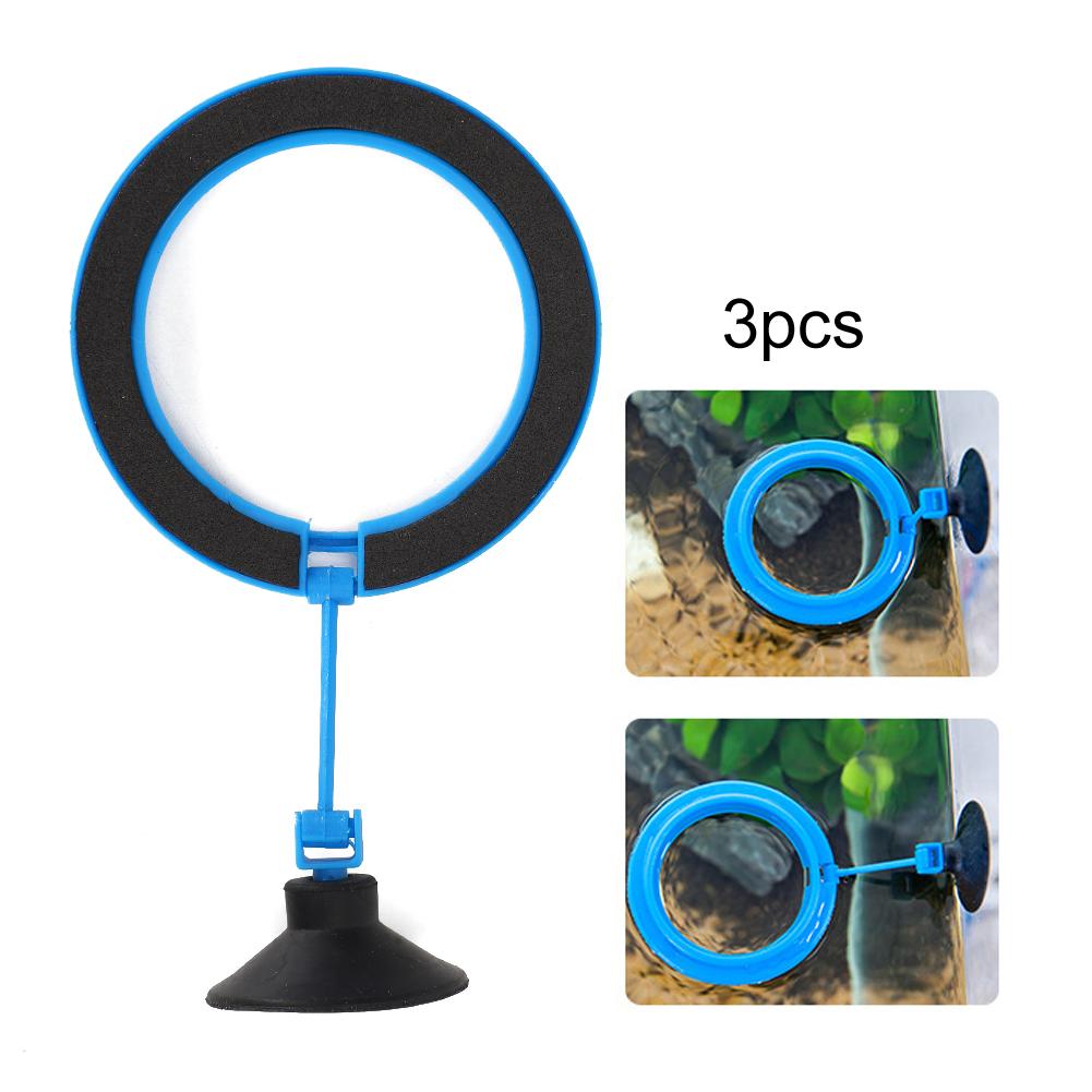 3PCS Plastic Blue Black Aquarium Feeder Fish Tanks Feeding Ring with Suction Cup for All Slow Sinking Floating Feeds