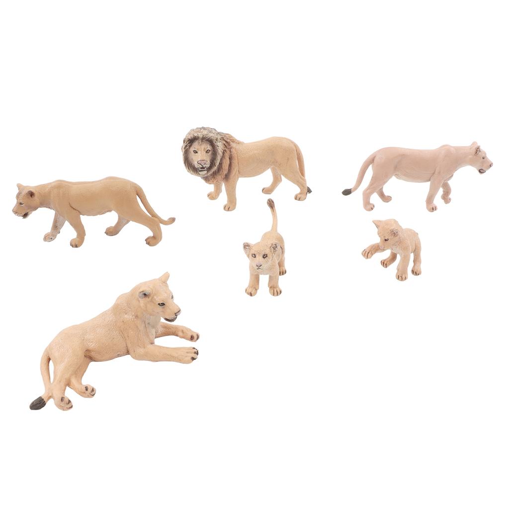 6 Pcs Lions Model Set Lifelike Mini Wild Animals Statue Lions Family Figures Decoraion for School Project