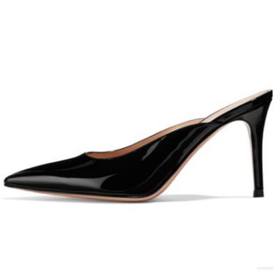 Sexy Slippers High Heels Mules Summer Party Shoes 2025 Outdoor Brand Close Point Toe Slides Ladies Black Nude Blue Large Size 45
