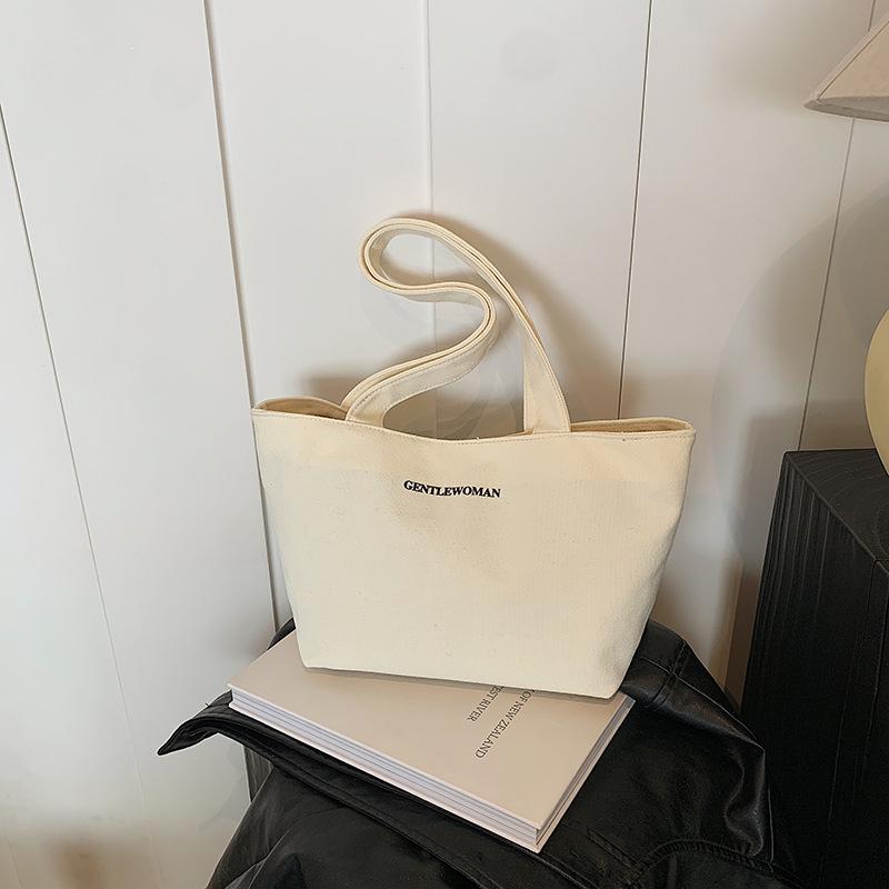 Japanese Style Large Capacity Canvas Tote for Women - Versatile Single Shoulder & Crossbody Handbag with Letters