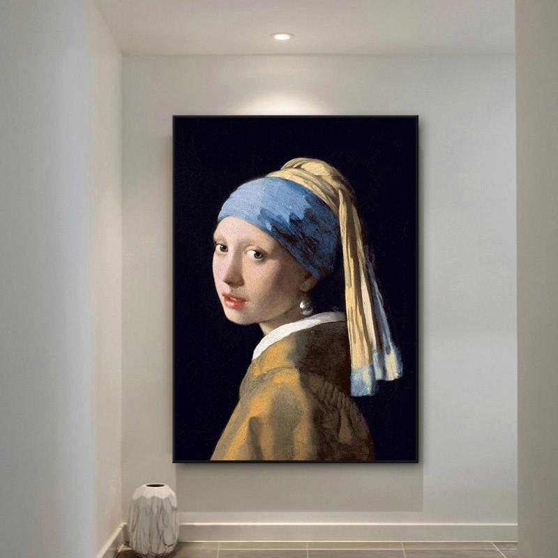 Famous Canvas Art Wall Painting The Girl With Pearl Earring Posters and Prints Portrait Paintings Reproduction Home Decoration