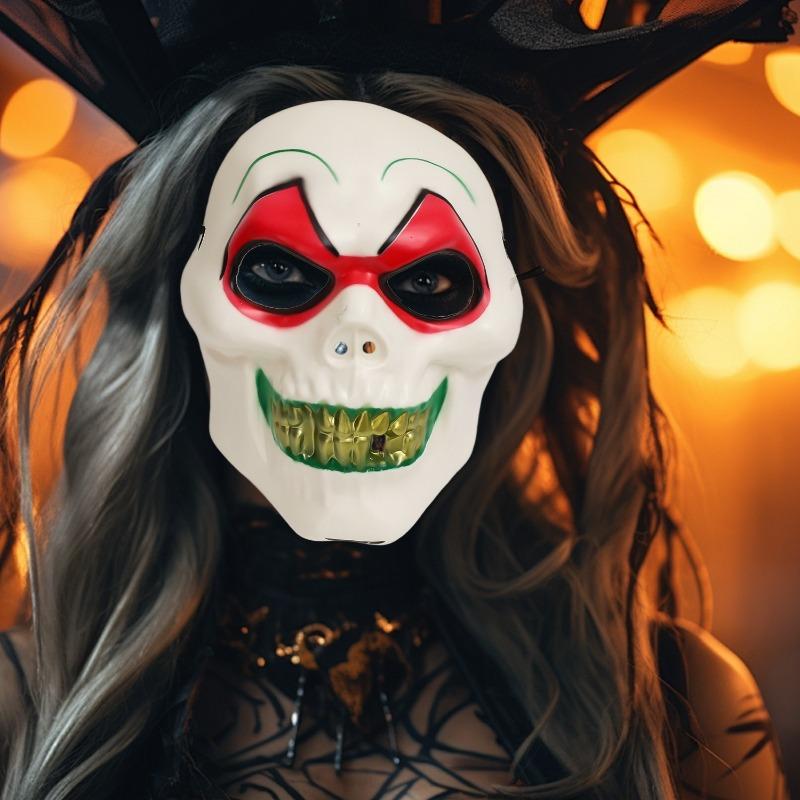 2025 New Joker Full Face Mask Funny Big Gold Teeth Smiling Face Mask Cool Boy Headgear Halloween Cosplay Props