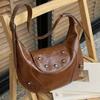 Trendy Rivets, High-end Texture, Large Capacity, Fashionable and Retro, Single-shoulder Crossbody, Underarm Dumpling Bag