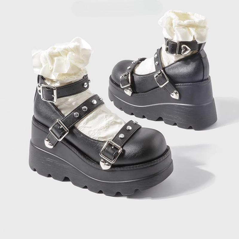 

Женские туфли-лодочки на массивном каблуке Мэри Джейн Супер высокий каблук Платформа Клиновидная подошва Летние женские сандалии Ремешок с пряжкой Классические Милые Панк Женская обувь 35