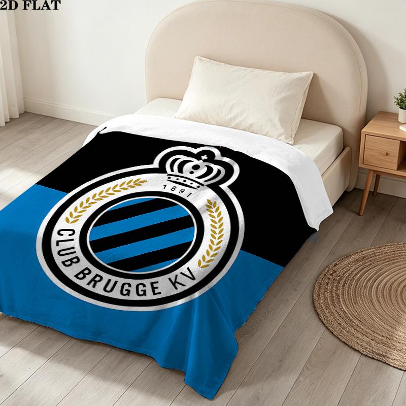 1PC Club Brugge Kv Patterned Flannel Blanket Suitable For All Seasons For Home Decor Warmth And Comfort Gifts Holiday Present