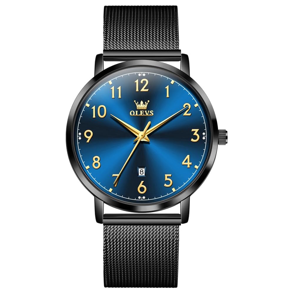 OLEVS Men s Business Casual Watch Analog Quartz Waterproof Luminous Dial Date Function