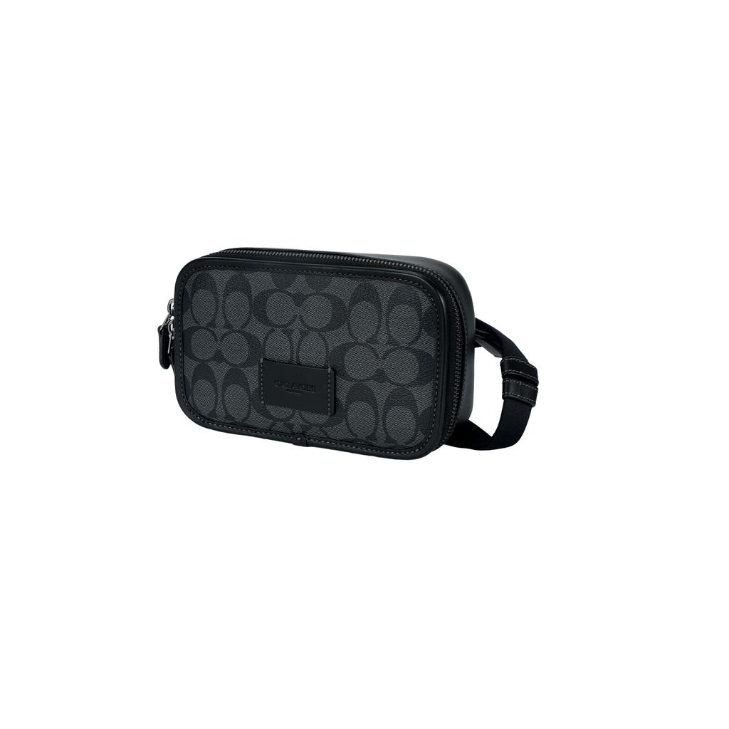 COACH Coated Canvas With Leather One Shoulder Crossbody Fanny Pack Small Men's Black CM106-QBMI5