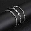 Vnox Men's Stainless Steel Chain Bracelet, 21cm Silver Color Waterproof Unisex Jewelry, Simple Casual Cuban Chain Gift for Him