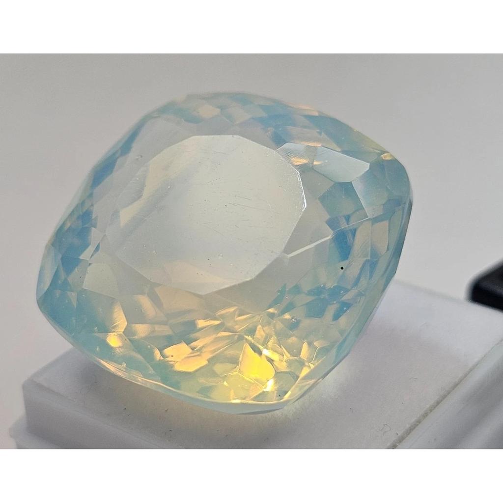 White Opal Blue Fire Natural 55+ Ct Cushion Cut Beautiful Certified Gemstone
