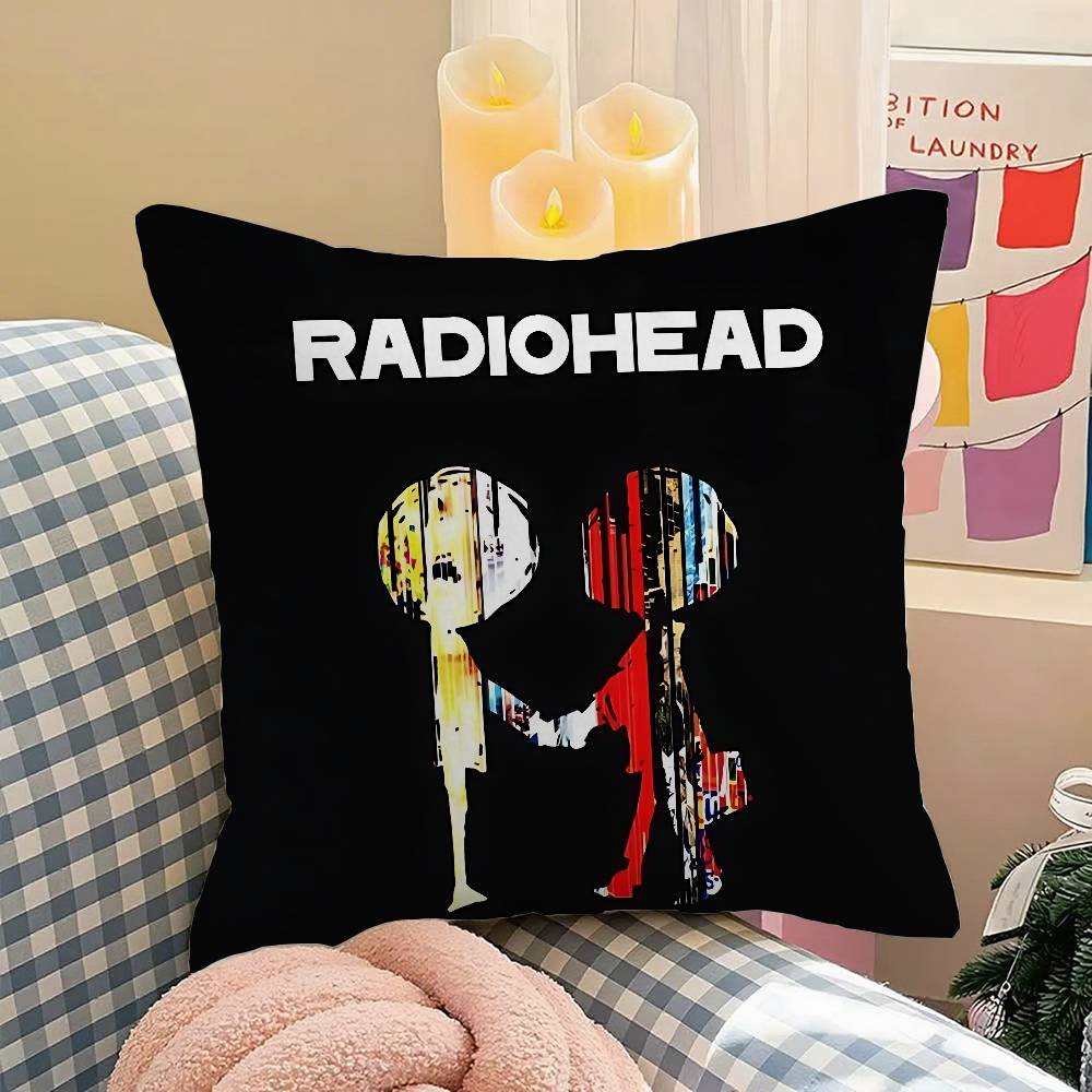R-Radiohead Rock Band Pillow Case Throw Pillow Cover Nordic Vintage Style Cushion Covers Home Living Room Sofa Couch Seat Decor
